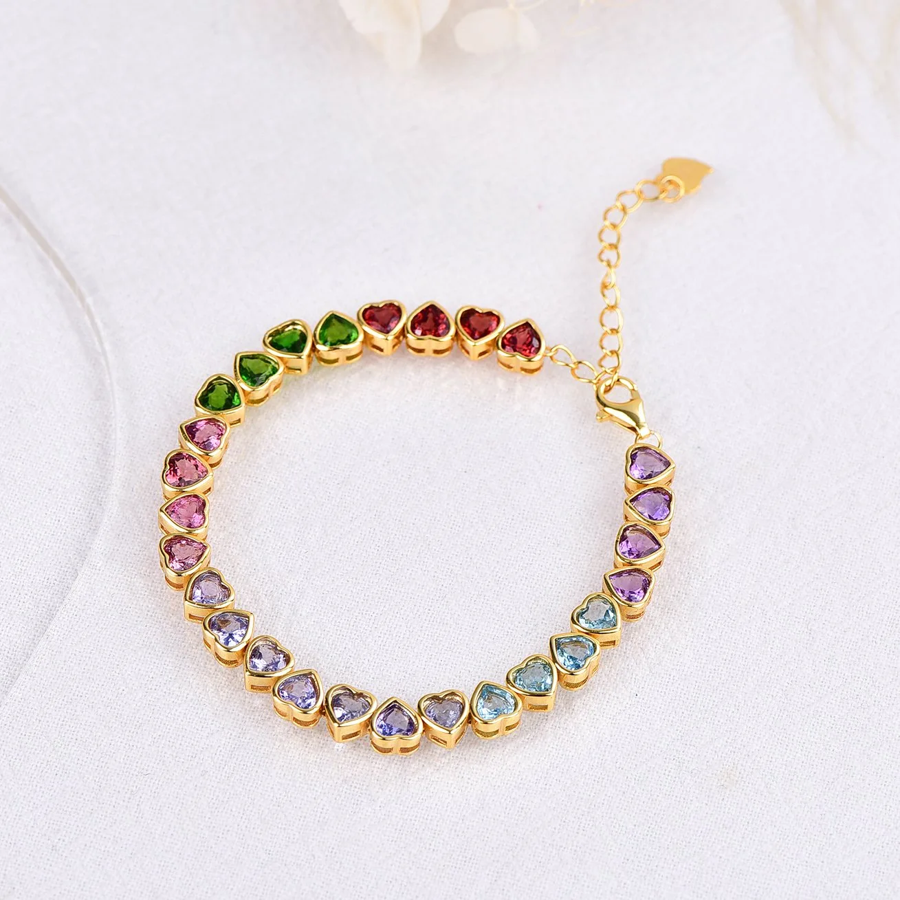 Silver bracelet with natural Tanzanitmi, Ametystmi, Garnets, Diopsidmi and Topazes 8,72ct