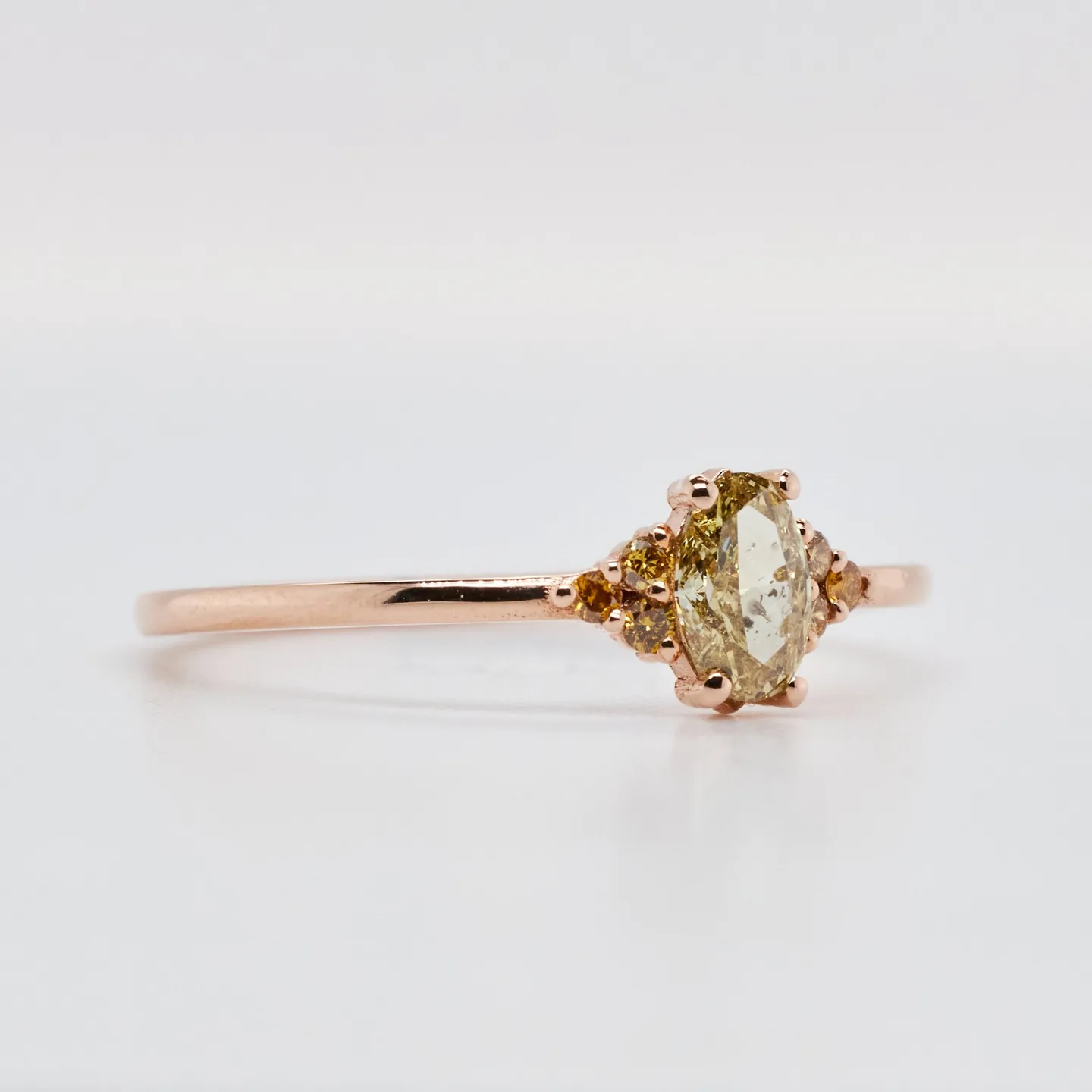 Minimalist ring in rose 14ct gold with 0.35ct Fancy Intense Yellow natural diamonds