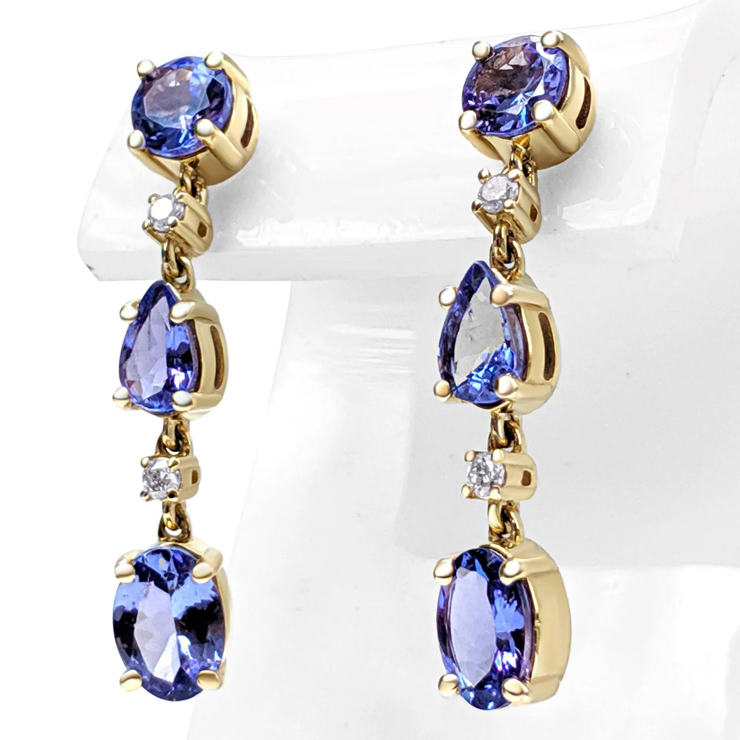 Visiace 14ct gold earrings with natural Tanzanitmi 3,48 ct and natural diamonds