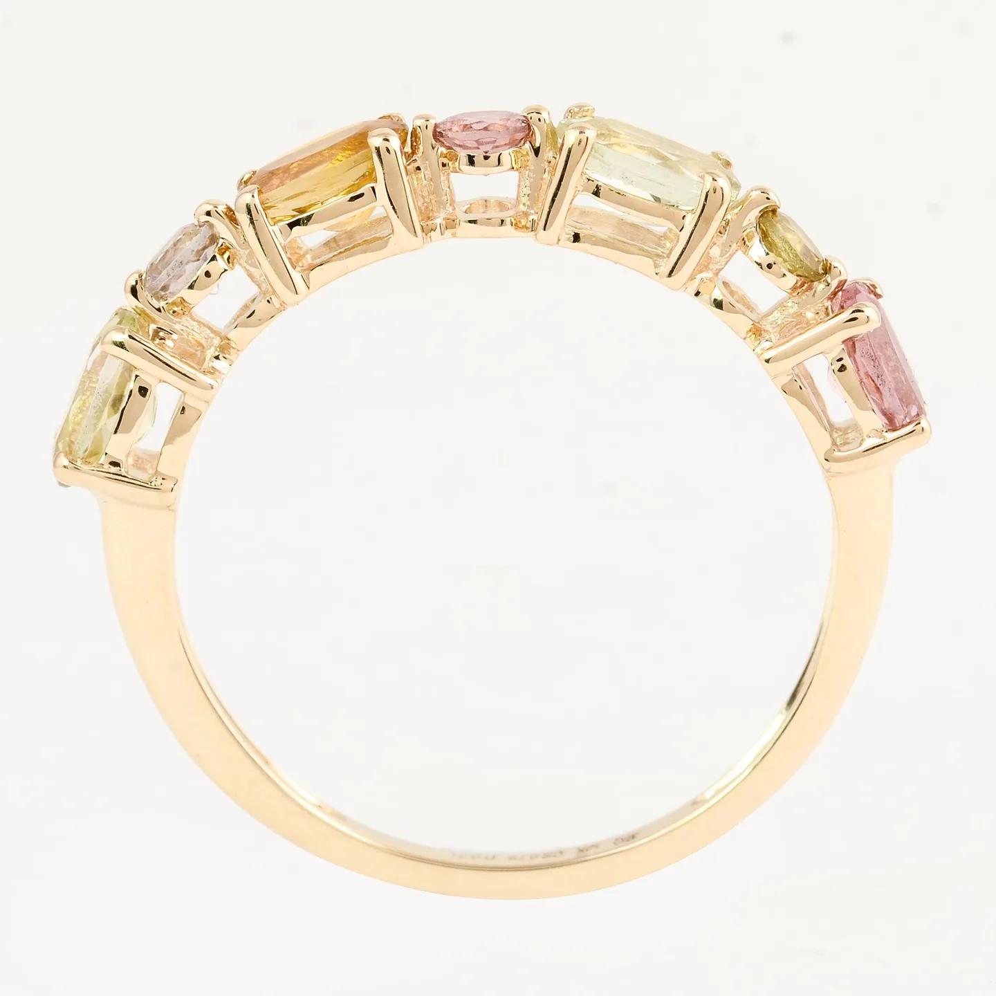 Half Eternity 14ct gold ring with natural multicoloured sapphires 1,36 ct