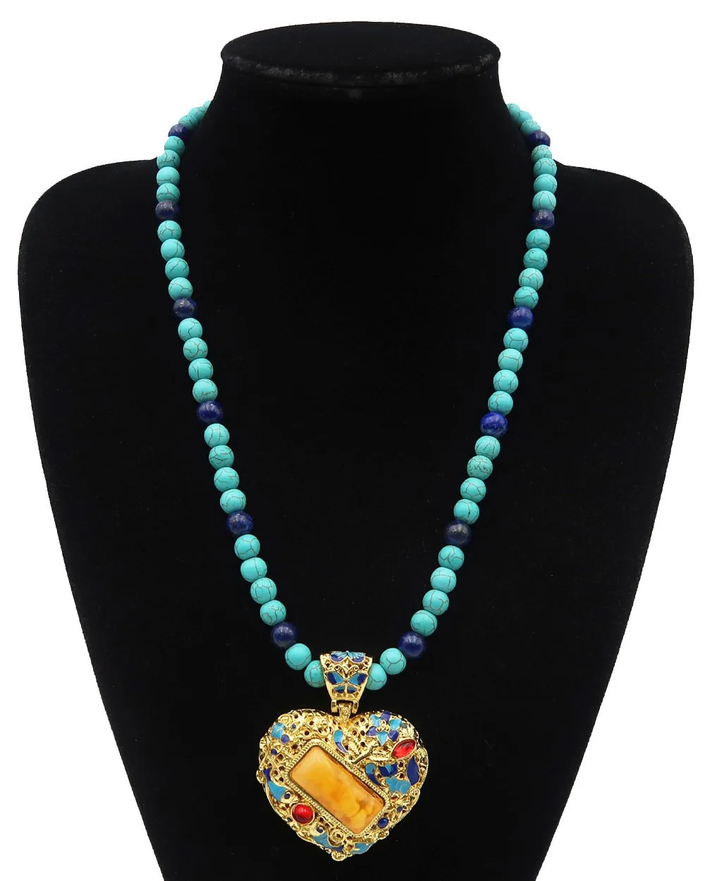 Necklace "Svetlo Divine Srdca" - Medailón Ducha Saint and Nebeskej Presence - Lapis lazuli - gilded 14K zlatom