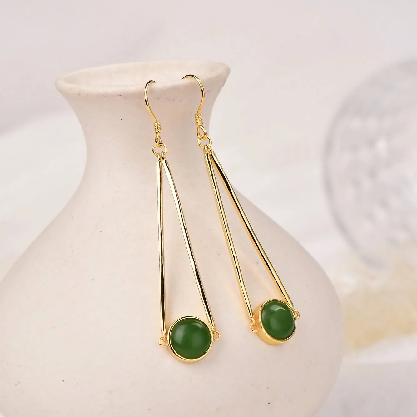 Jade drop earrings with certificate