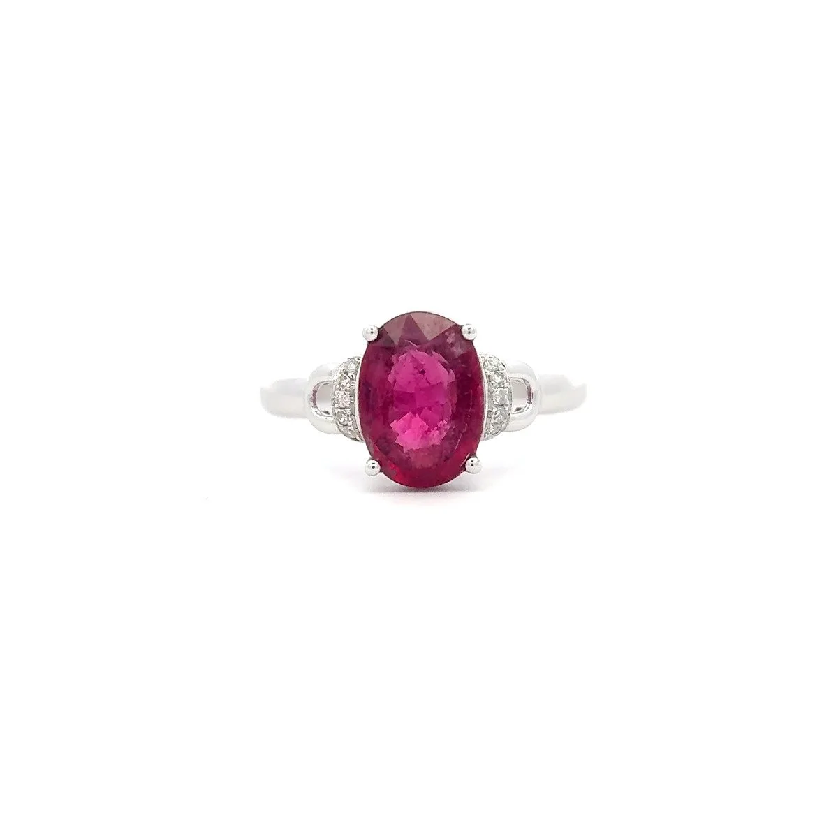 Ring in 14ct white gold with large natural Tourmaline 1,84ct and natural diamonds